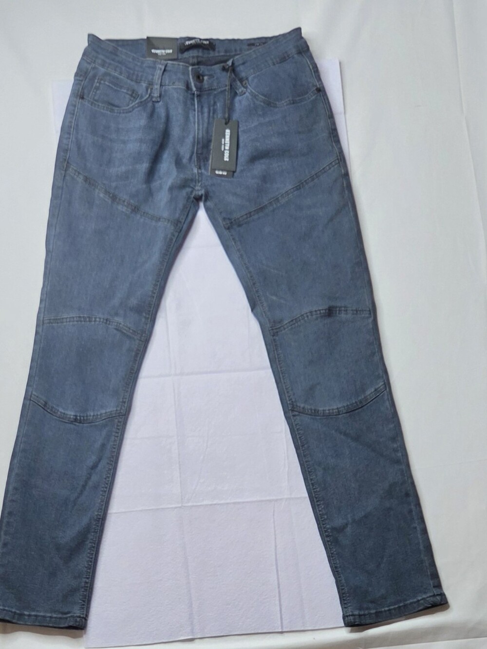 Kenneth Cole Bethune Slim Fit Moto Jeans Men 28x30 Butler Wash NWT